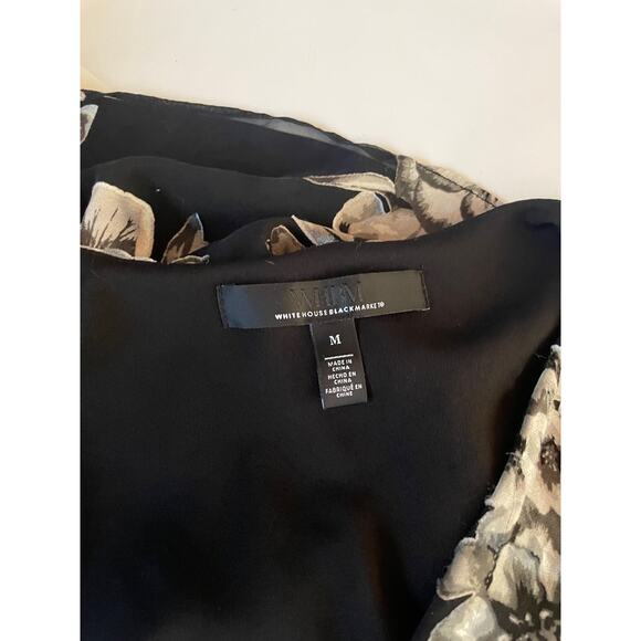 WHBM Black White Floral Ruffle fall winter Top MEDIUM - Picture 5 of 5